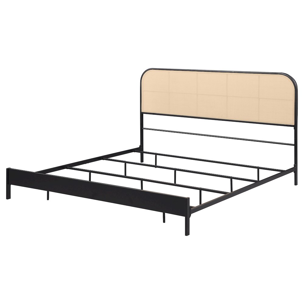 Amherst Radio Weave Rattan Metal Eastern King Bed Black. Picture 4