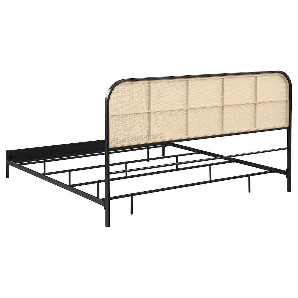 Amherst Radio Weave Rattan Metal Eastern King Bed Black. Picture 6