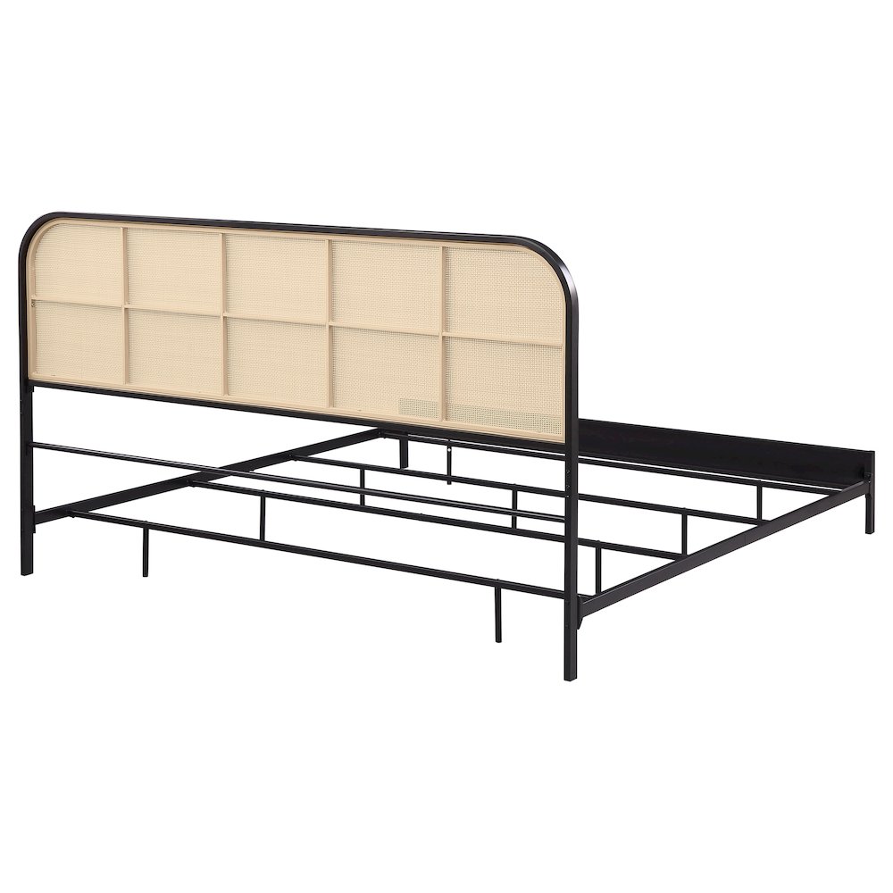 Amherst Radio Weave Rattan Metal Eastern King Bed Black. Picture 7