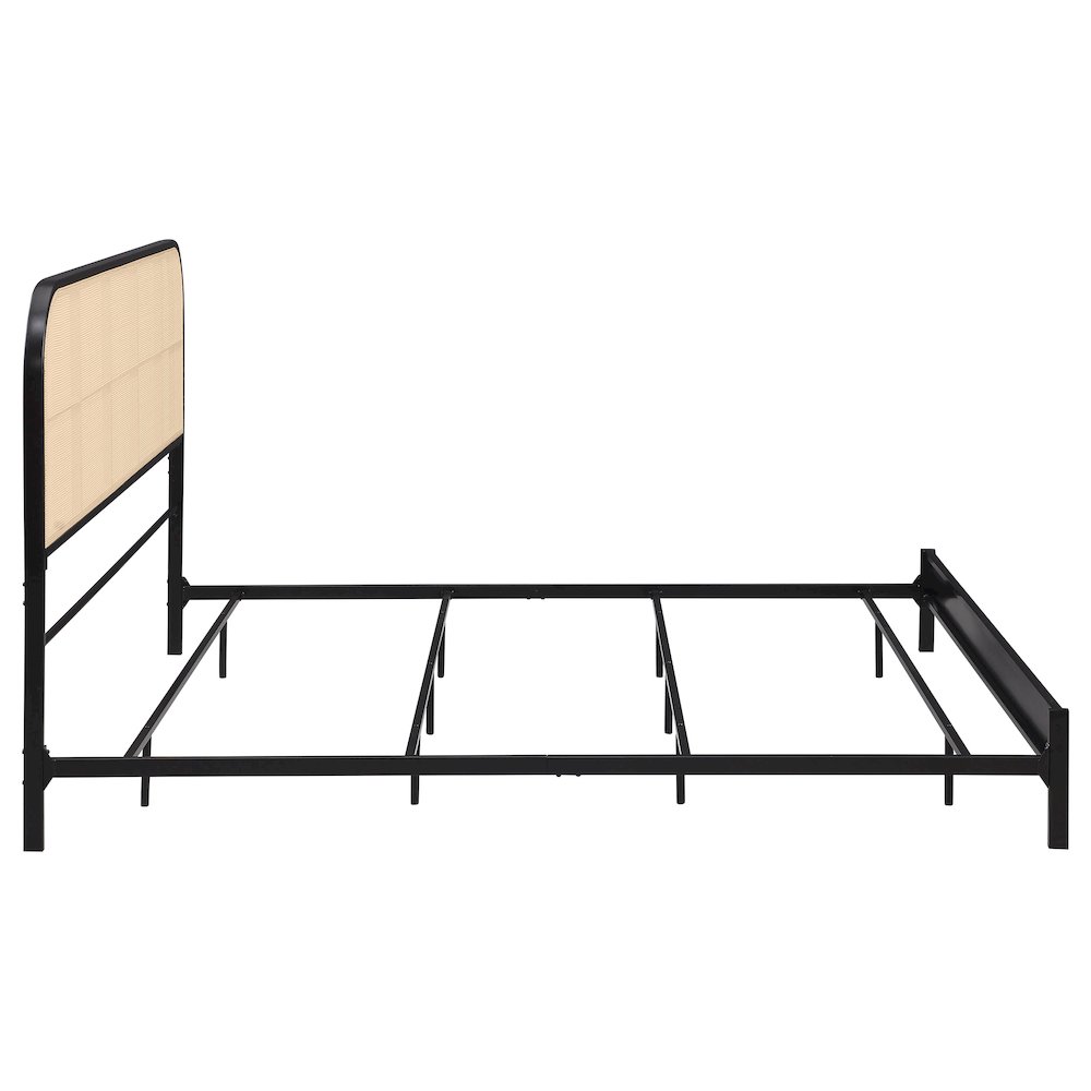 Amherst Radio Weave Rattan Metal Eastern King Bed Black. Picture 8