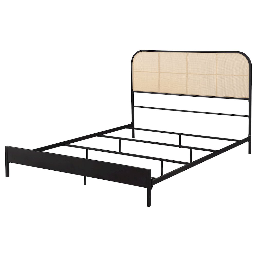 Amherst Radio Weave Rattan Metal Queen Bed Black. Picture 4