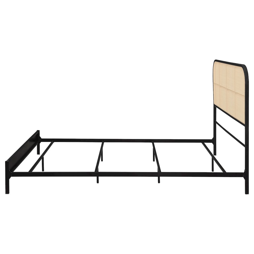 Amherst Radio Weave Rattan Metal Queen Bed Black. Picture 5