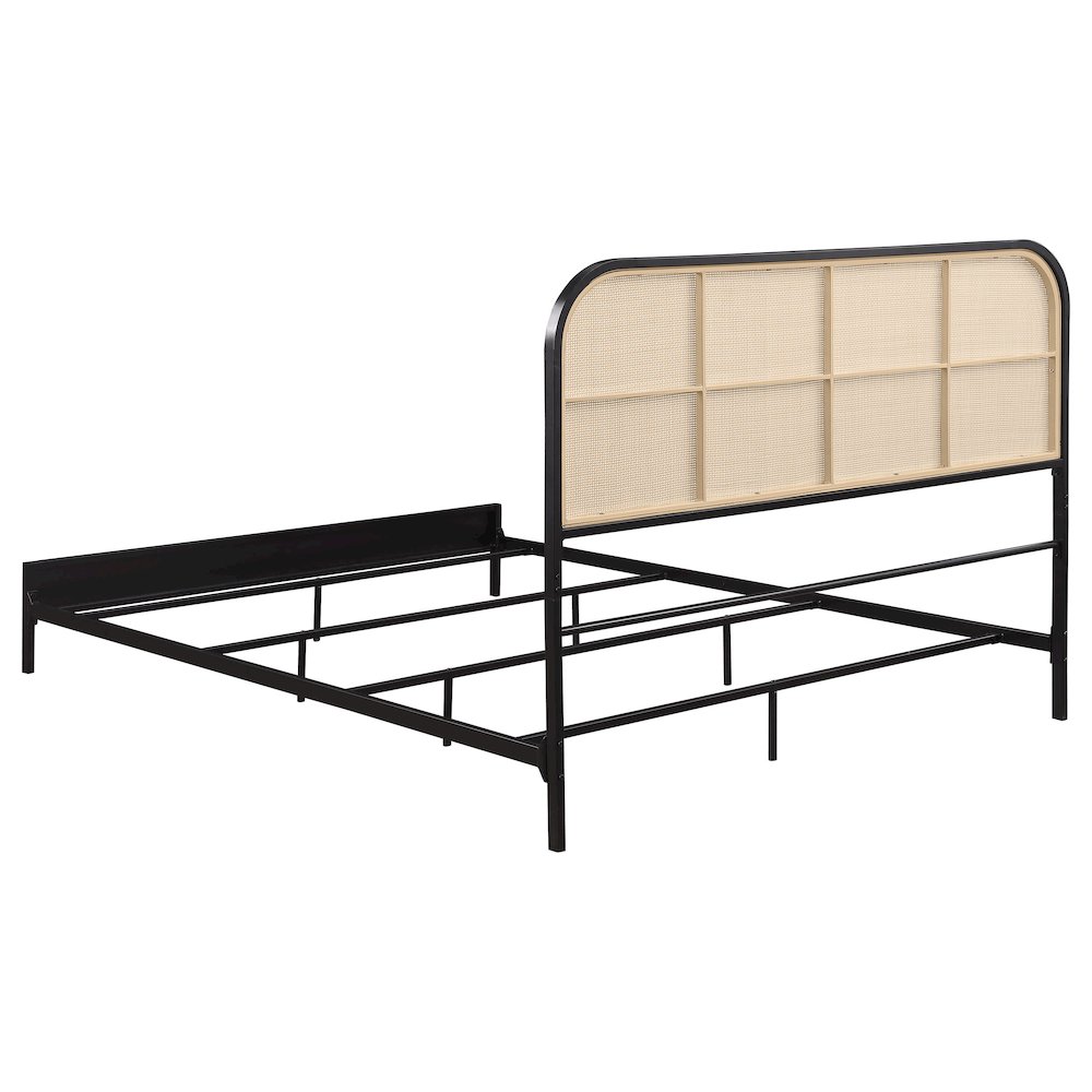 Amherst Radio Weave Rattan Metal Queen Bed Black. Picture 6
