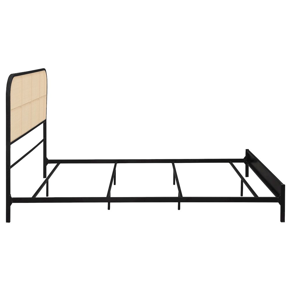 Amherst Radio Weave Rattan Metal Queen Bed Black. Picture 8