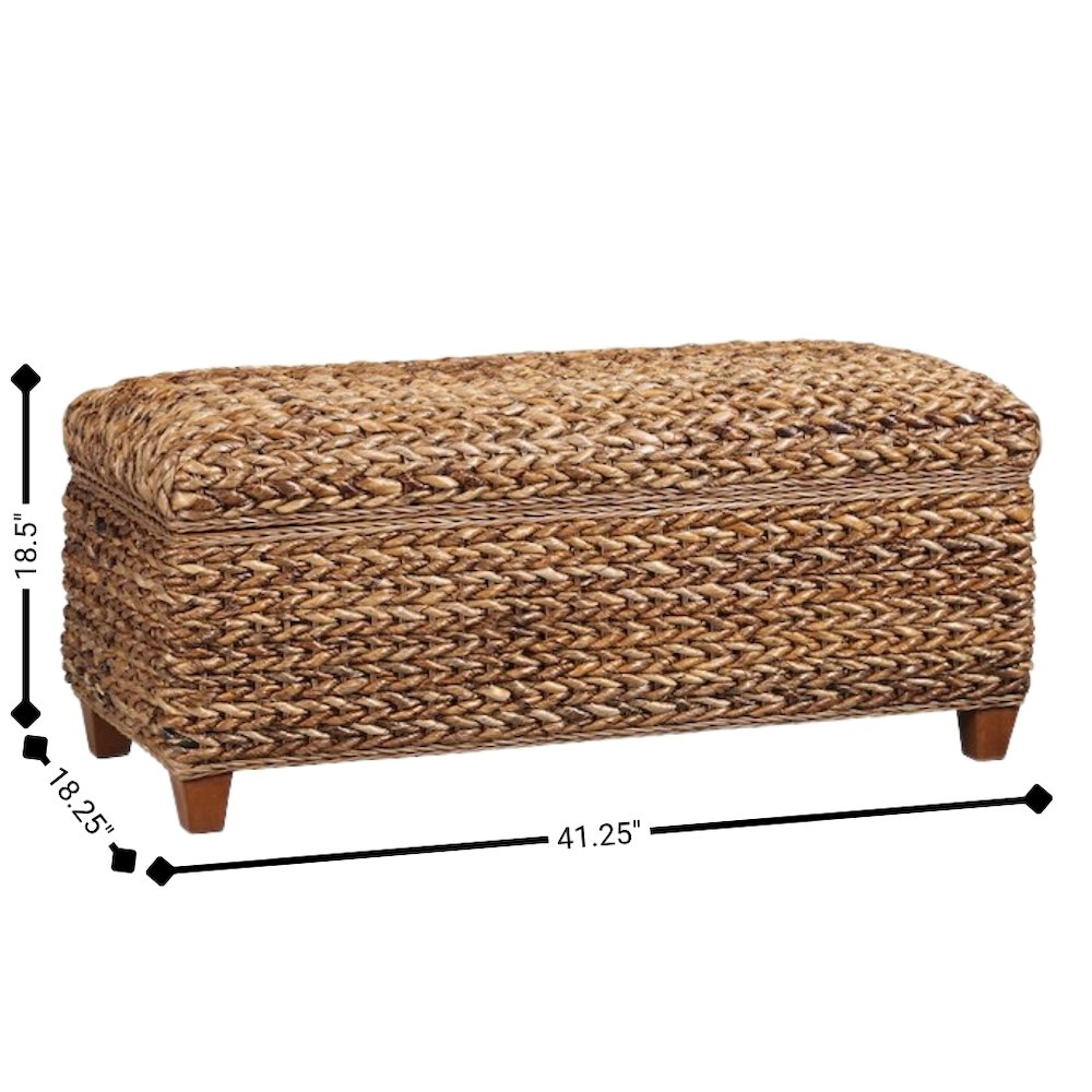Amber Woven Storage Basket with Lid, Chest Style Mahogany Storage Trunk. Picture 6