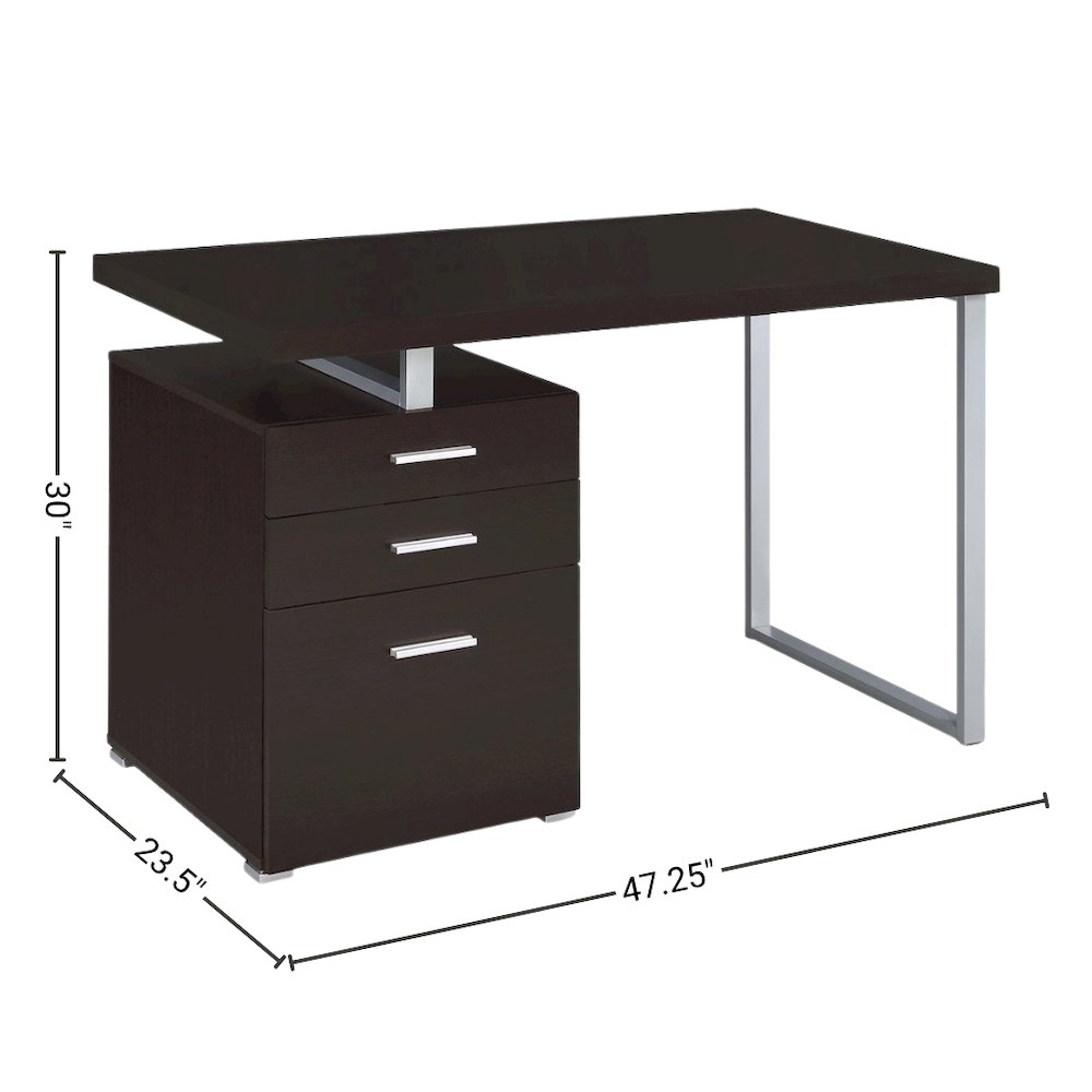 Cappuccino Finish Office Desk with Drawers, Small Writing Desk with File Drawer. Picture 10