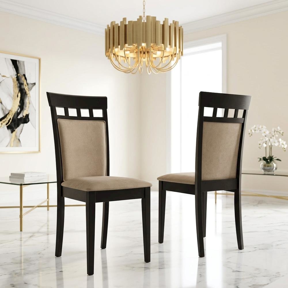 Polyester-Upholstered Wood Dining Side Chair with Closed Back, Set of 2. Picture 4