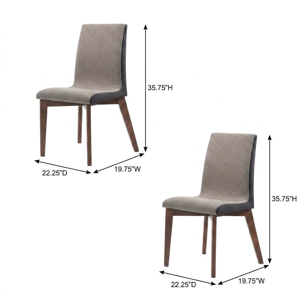 Mid-Century Modern Upholstered Dining Chair with Wood Legs, Set of 2. Picture 5