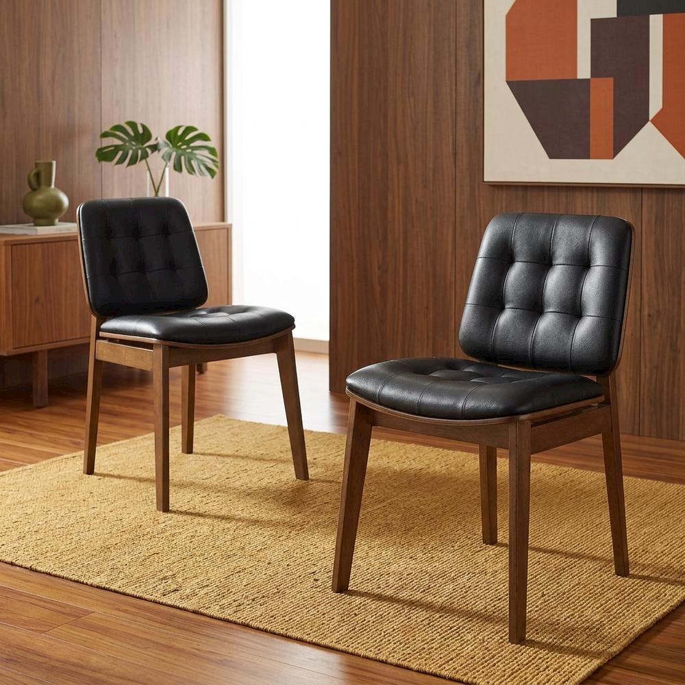 Polyester Upholstered Mid-Century Modern Dining Side Chair, Set of 2. Picture 4