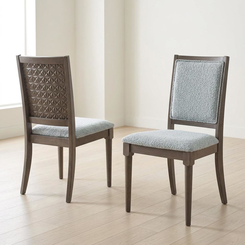 Polyester-Upholstered Mid-Century Modern Dining Side Chair, Dark Brown, Set of 2. Picture 4