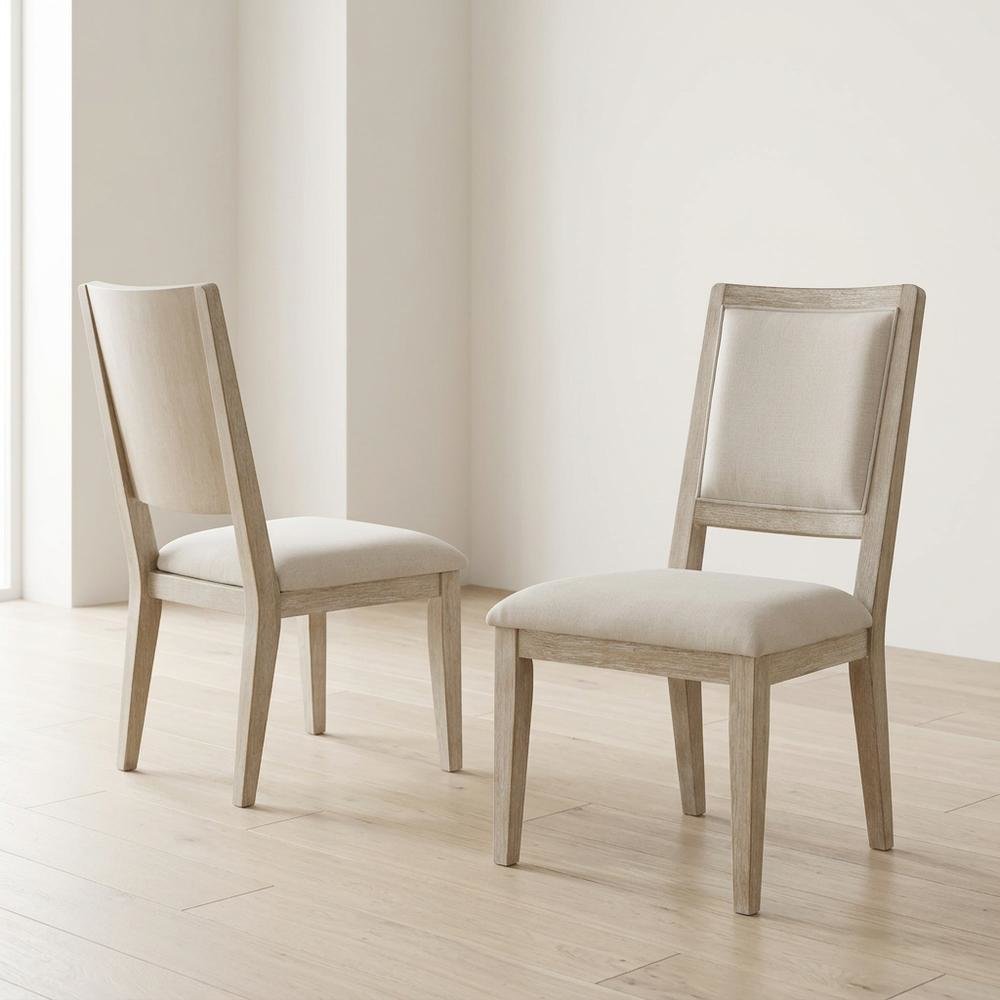 Wood Farmhouse Upholstered Dining Side Chairs with Cushioned Seat, Set of 2. Picture 4