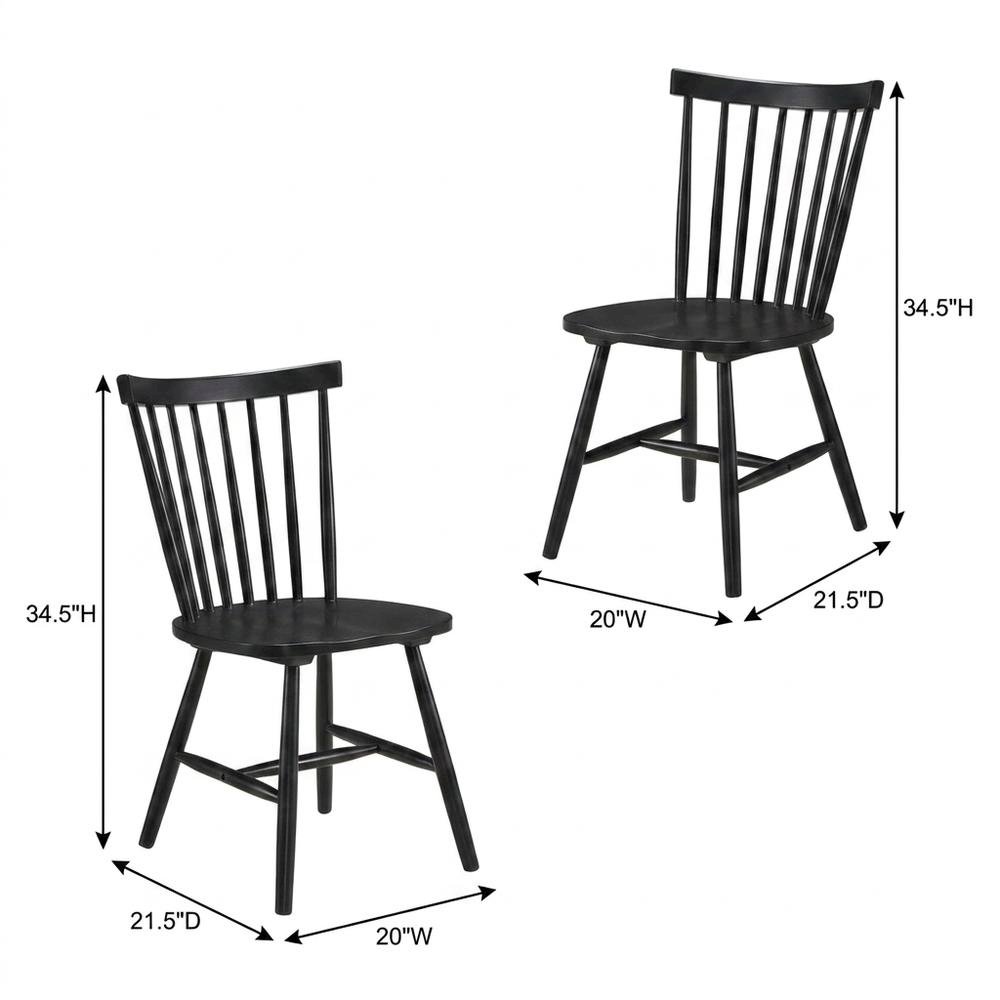 Windsor Wood Farmhouse Dining Side Chair, Black, Set of 2. Picture 5