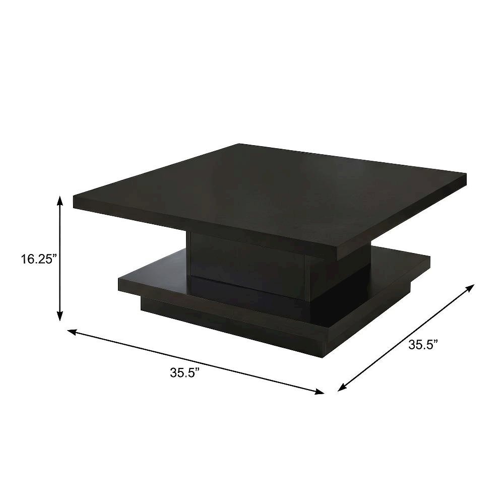 Cappuccino 2-Piece Square Coffee and End Table Set with Plastic Glide. Picture 4