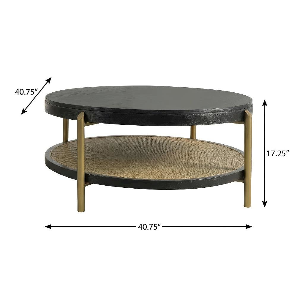 Black 2-Piece Round Coffee and End Table Set with Sturdy Design. Picture 4