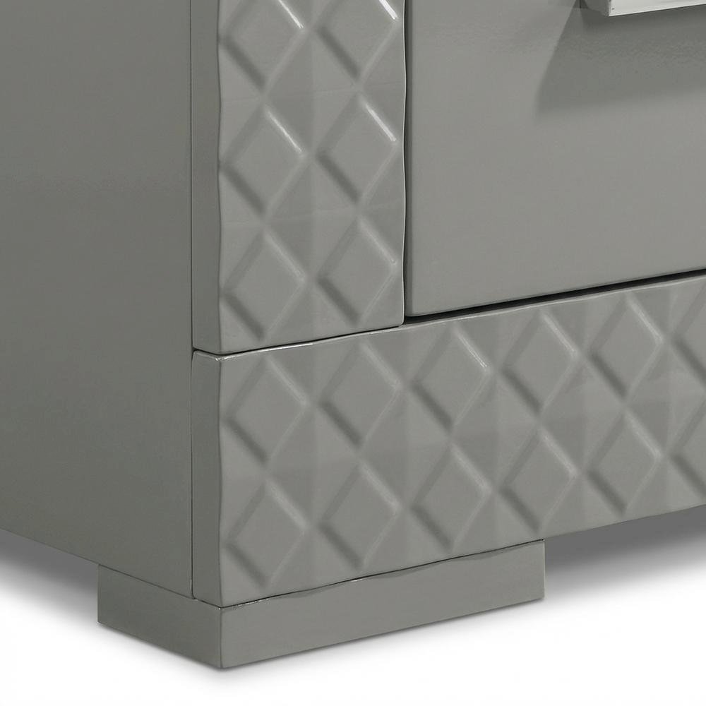 Grey High Gloss Nightstand with Modern Design Bedside Table. Picture 5