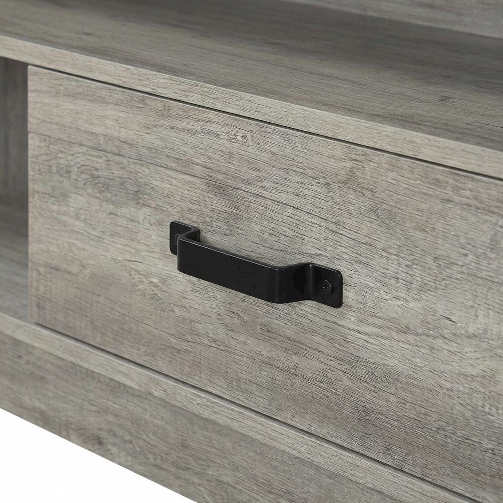 Engineered wood TV stand, two drawers in grey driftwood finish, transitional. Picture 5