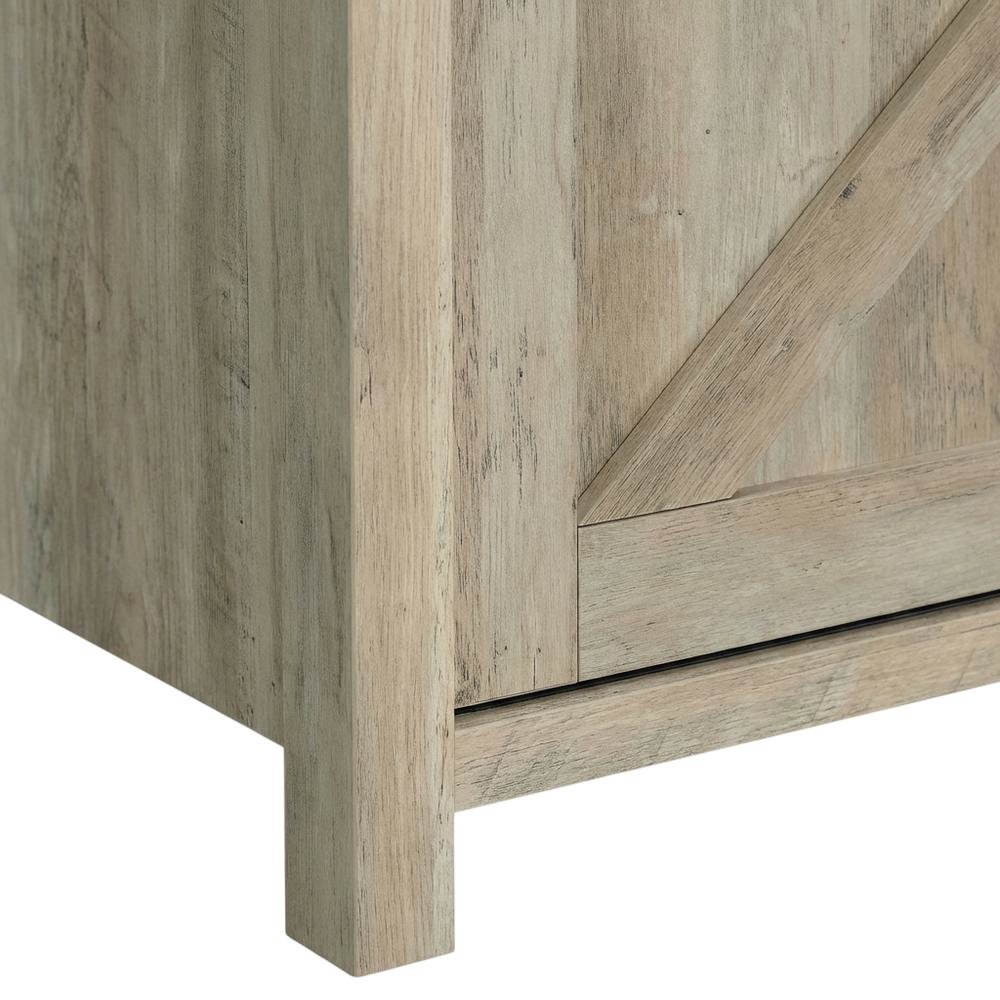 Brown Wood 2-Door TV Stand with Farmhouse Design and Distressed Finish. Picture 6