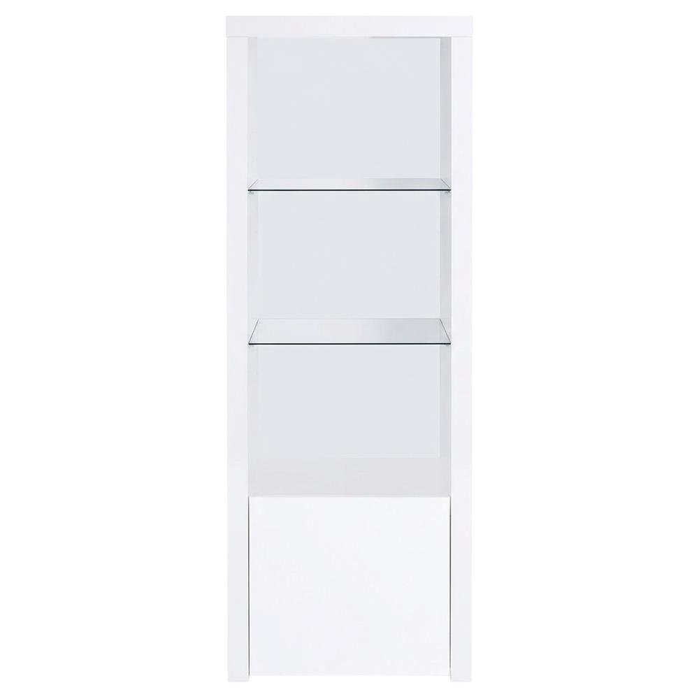 White High Gloss Media Tower With 3 Shelves, Contemporary Style. Picture 4