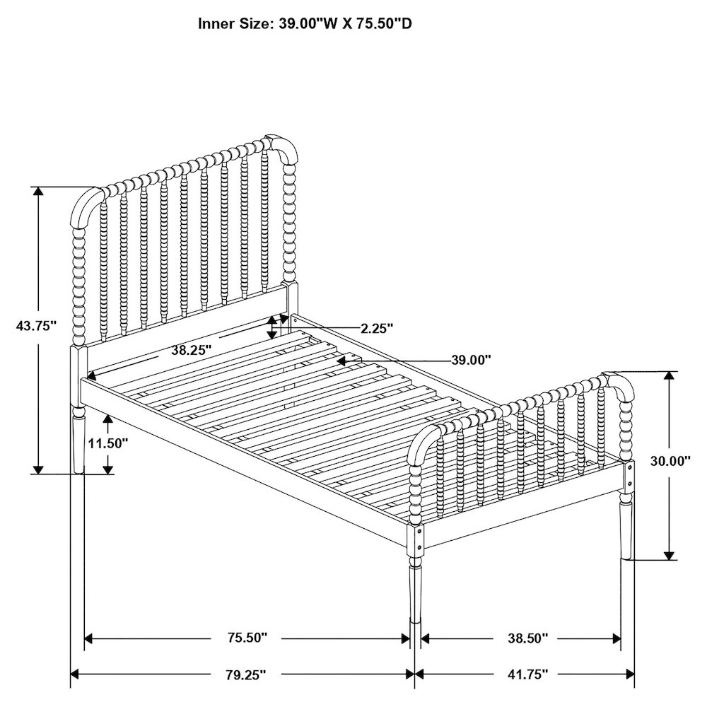 Jones Wood Twin Open Frame Bed White. Picture 5