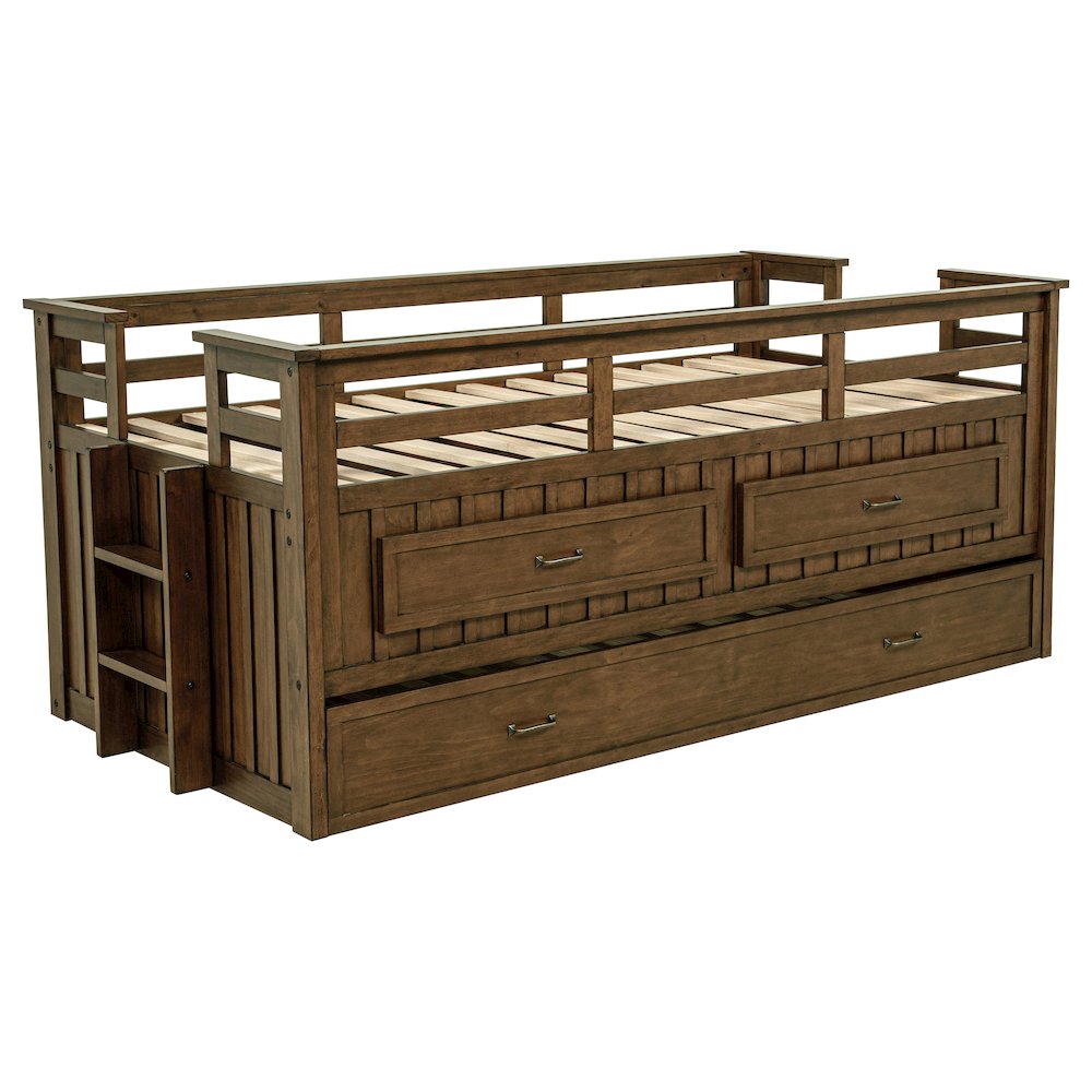 Carlsbad Wood Twin Captains Bed With Trundle Medium Brown. Picture 4
