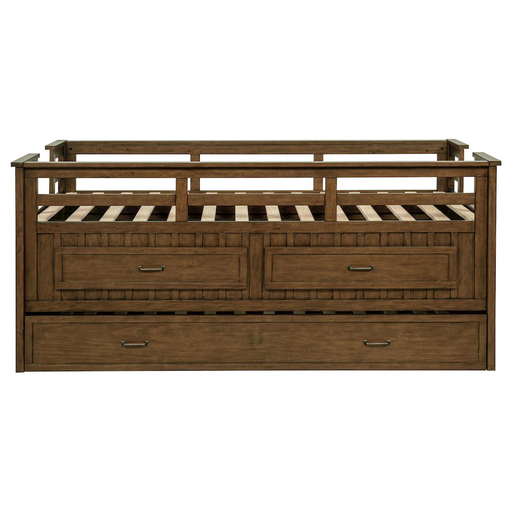 Carlsbad Wood Twin Captains Bed With Trundle Medium Brown. Picture 5