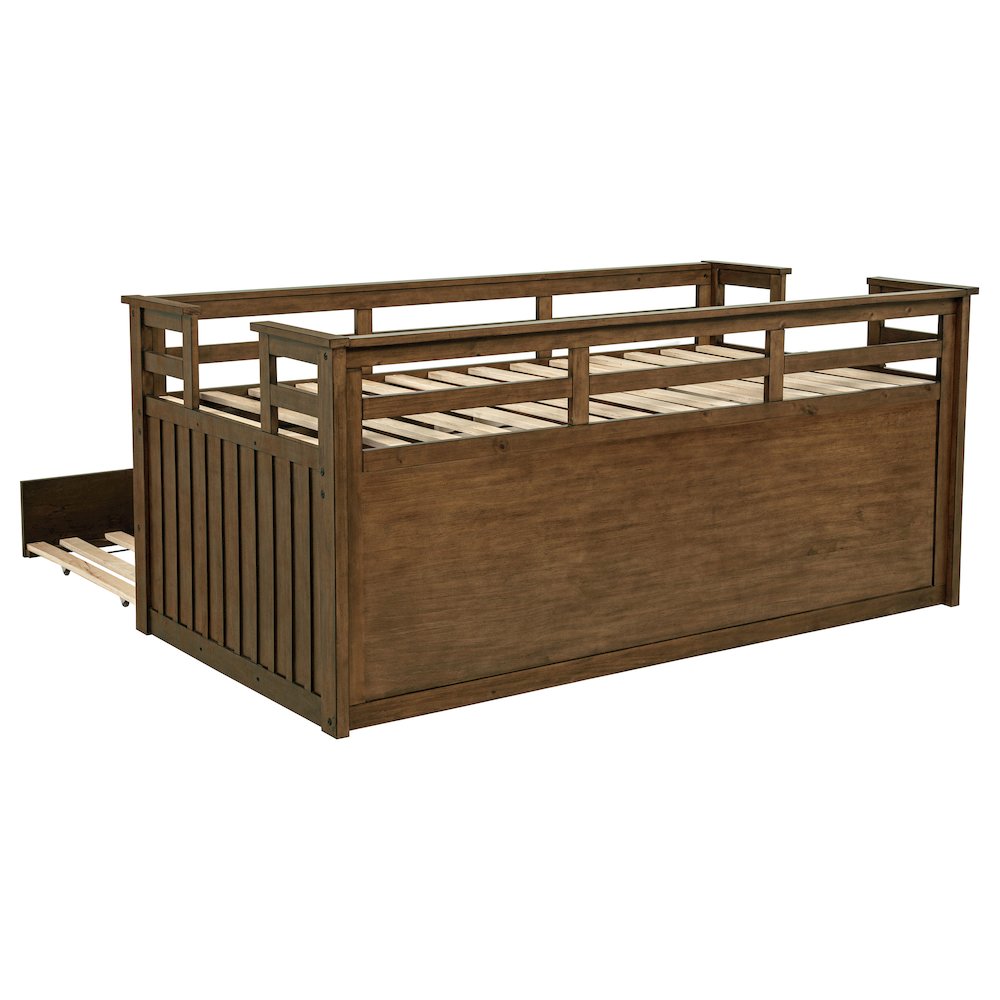Carlsbad Wood Twin Captains Bed With Trundle Medium Brown. Picture 9