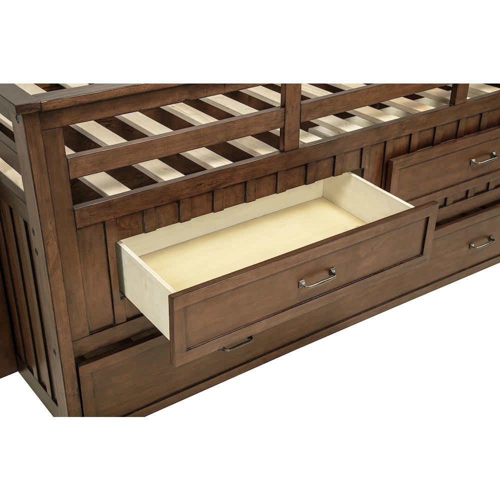 Carlsbad Wood Twin Captains Bed With Trundle Medium Brown. Picture 12