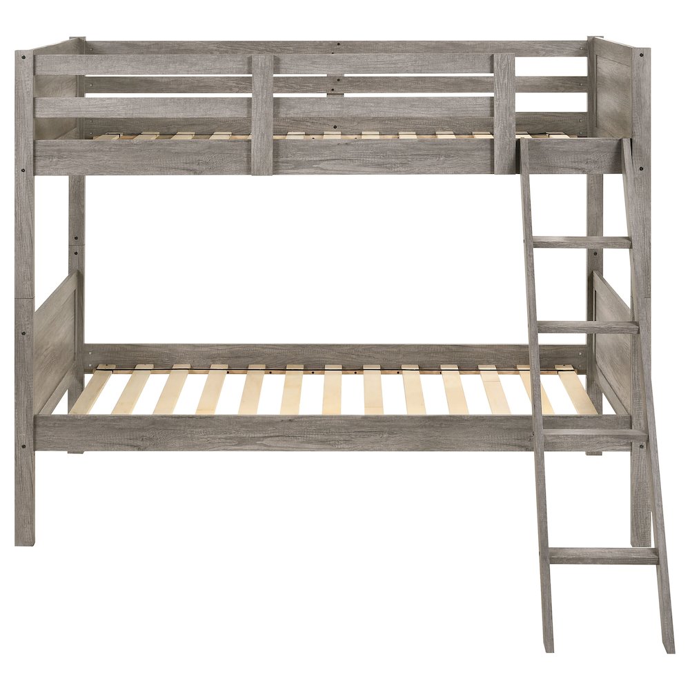 Ryder Wood Twin Over Twin Bunk Bed Weathered Taupe. Picture 3