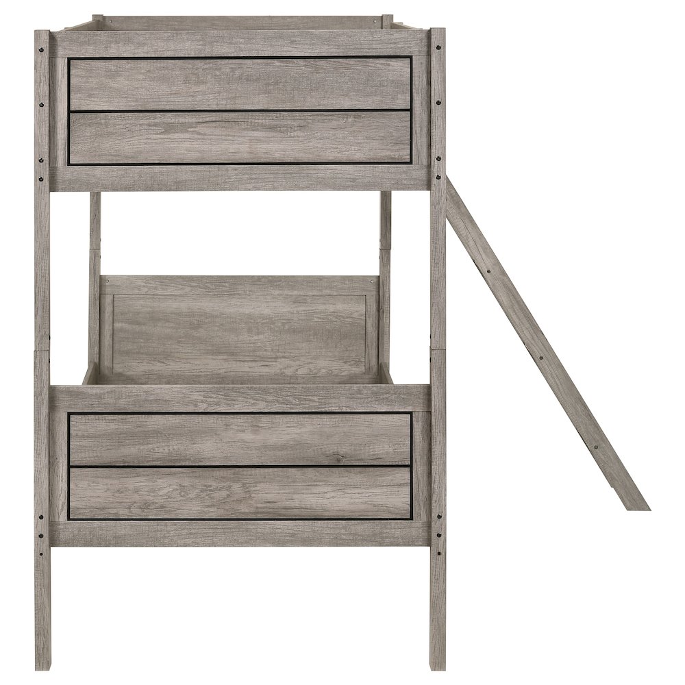 Ryder Wood Twin Over Twin Bunk Bed Weathered Taupe. Picture 5