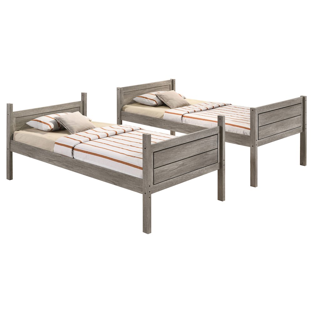 Ryder Wood Twin Over Twin Bunk Bed Weathered Taupe. Picture 6
