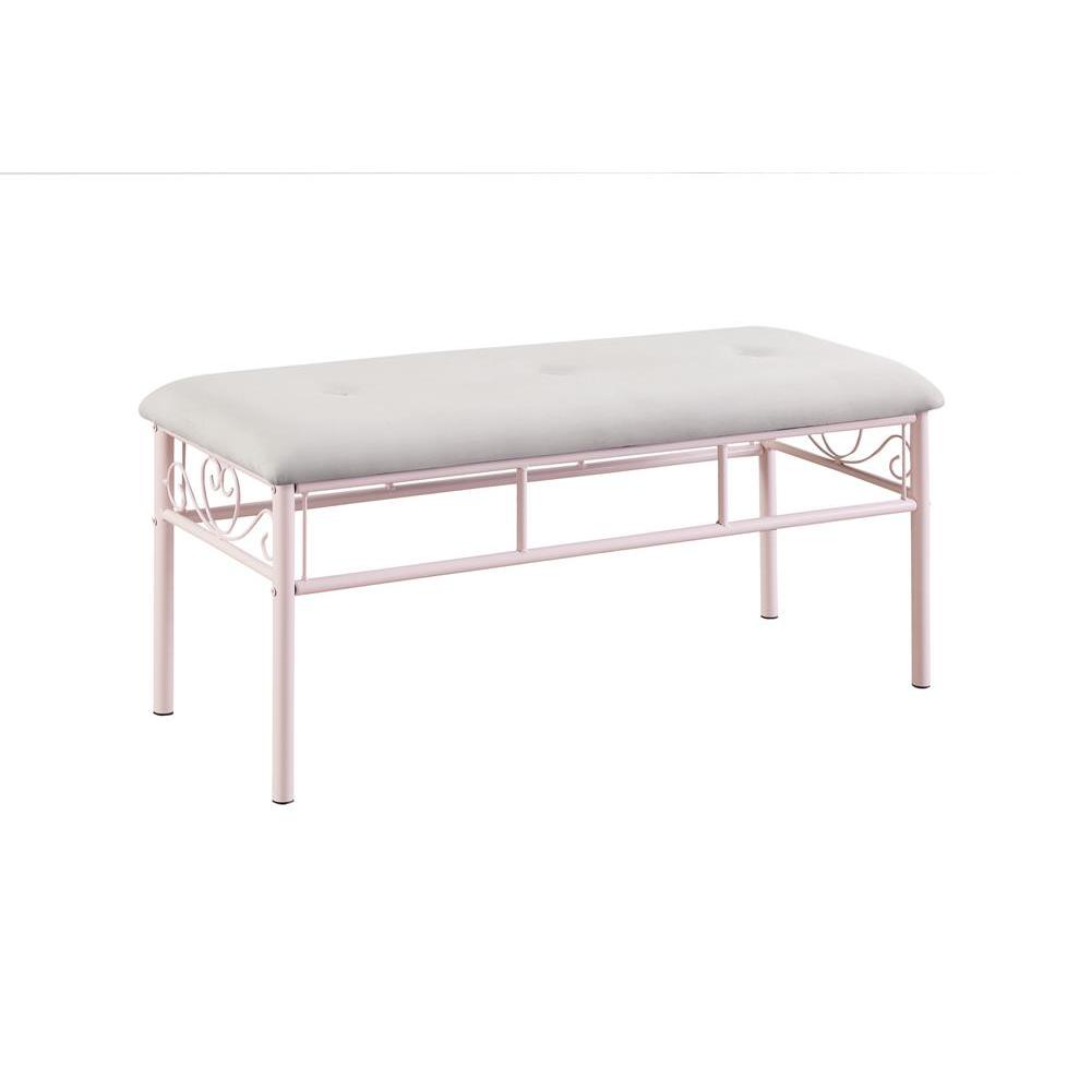 Massi Tufted Upholstered Bench Powder Pink. Picture 1