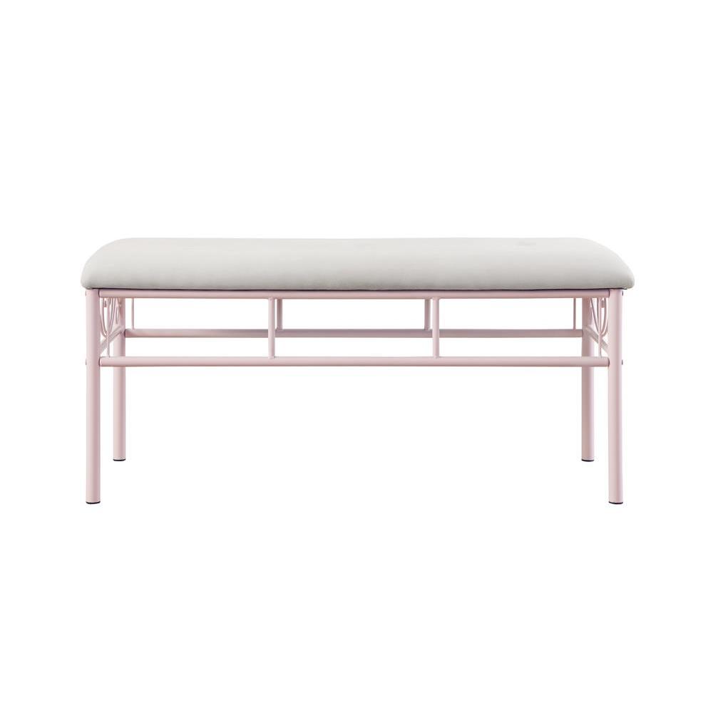 Massi Tufted Upholstered Bench Powder Pink. Picture 2