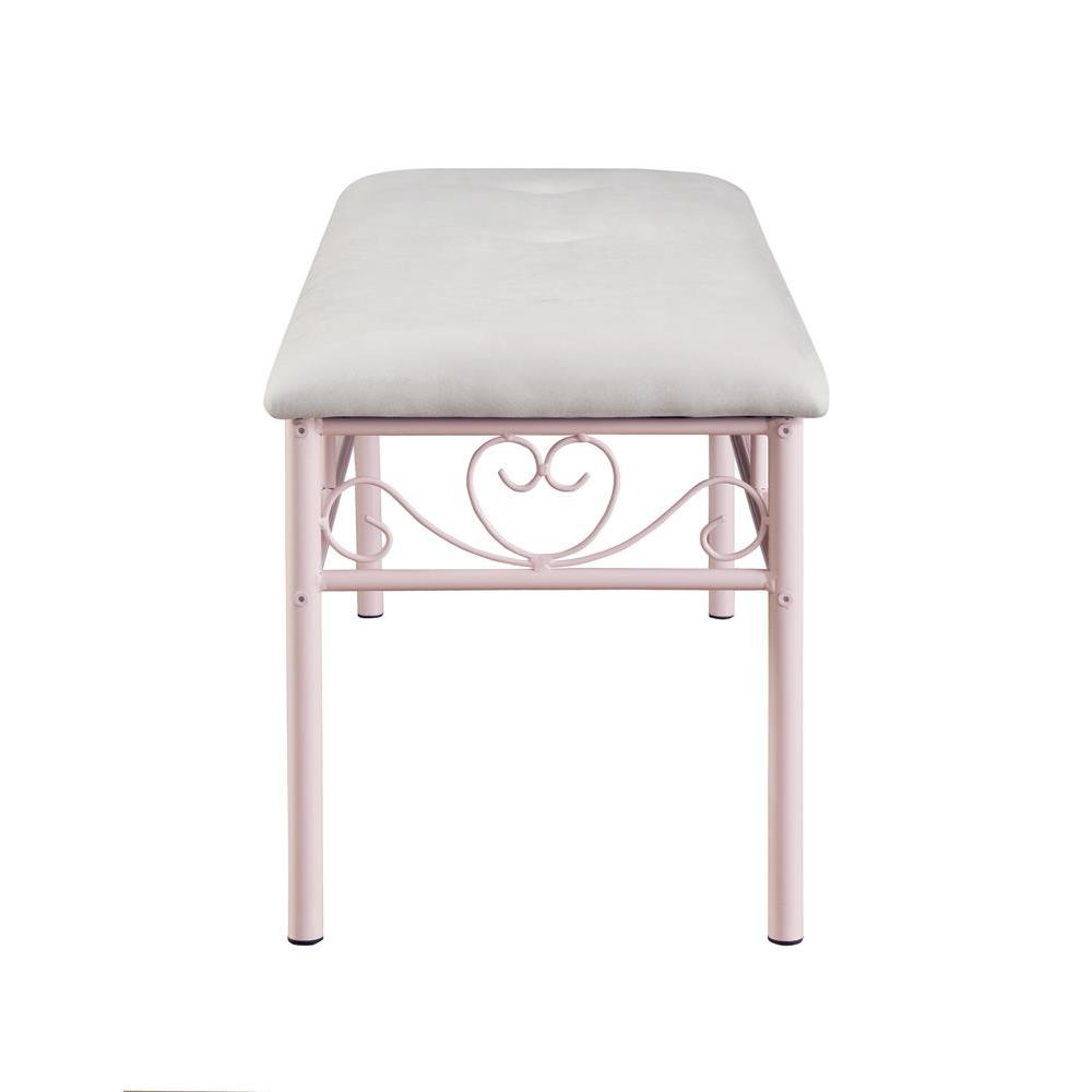 Massi Tufted Upholstered Bench Powder Pink. Picture 3
