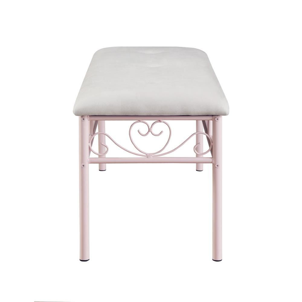 Massi Tufted Upholstered Bench Powder Pink. Picture 4
