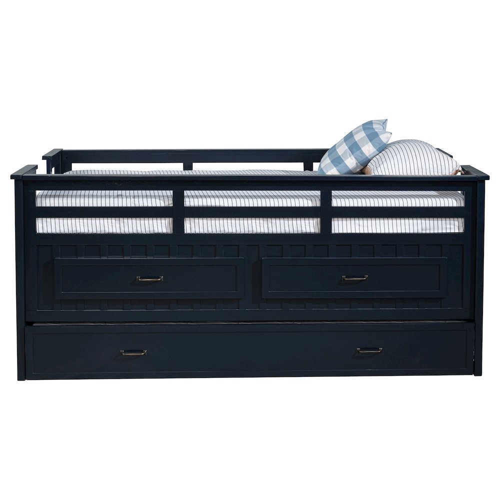 Carlsbad Wood Twin Captains Bed With Trundle Navy Blue. Picture 5