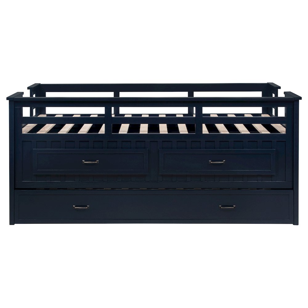 Carlsbad Wood Twin Captains Bed With Trundle Navy Blue. Picture 7