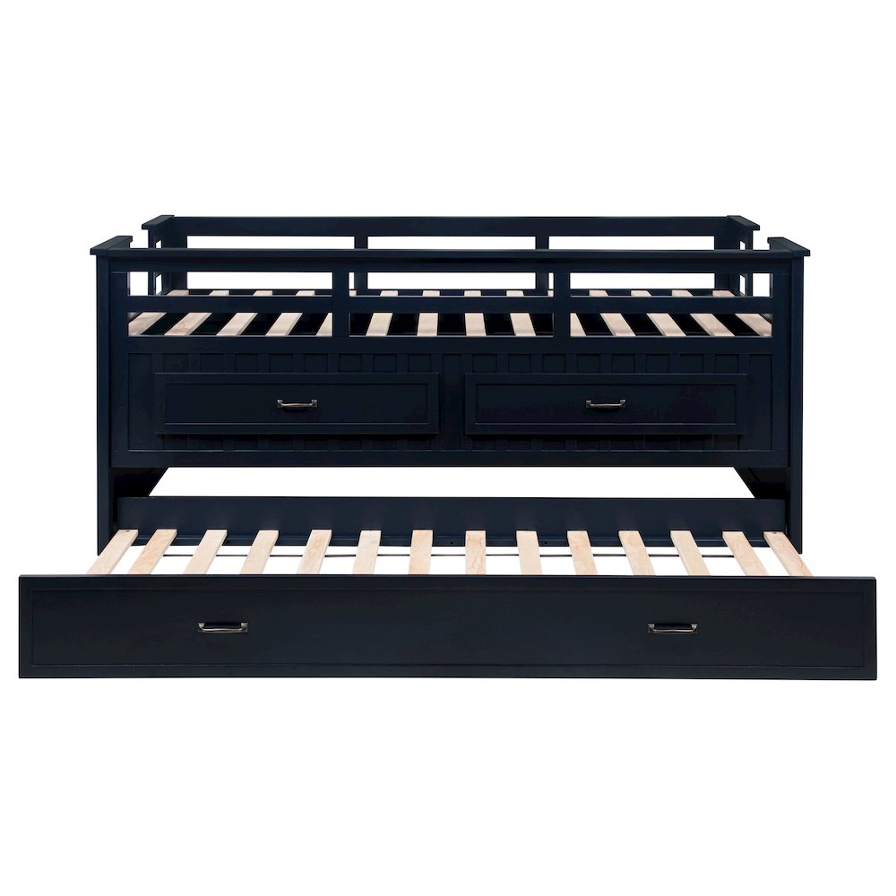 Carlsbad Wood Twin Captains Bed With Trundle Navy Blue. Picture 8