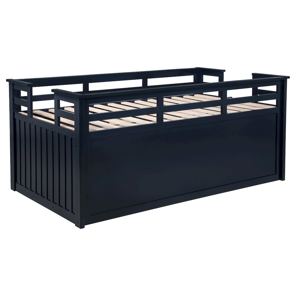 Carlsbad Wood Twin Captains Bed With Trundle Navy Blue. Picture 9