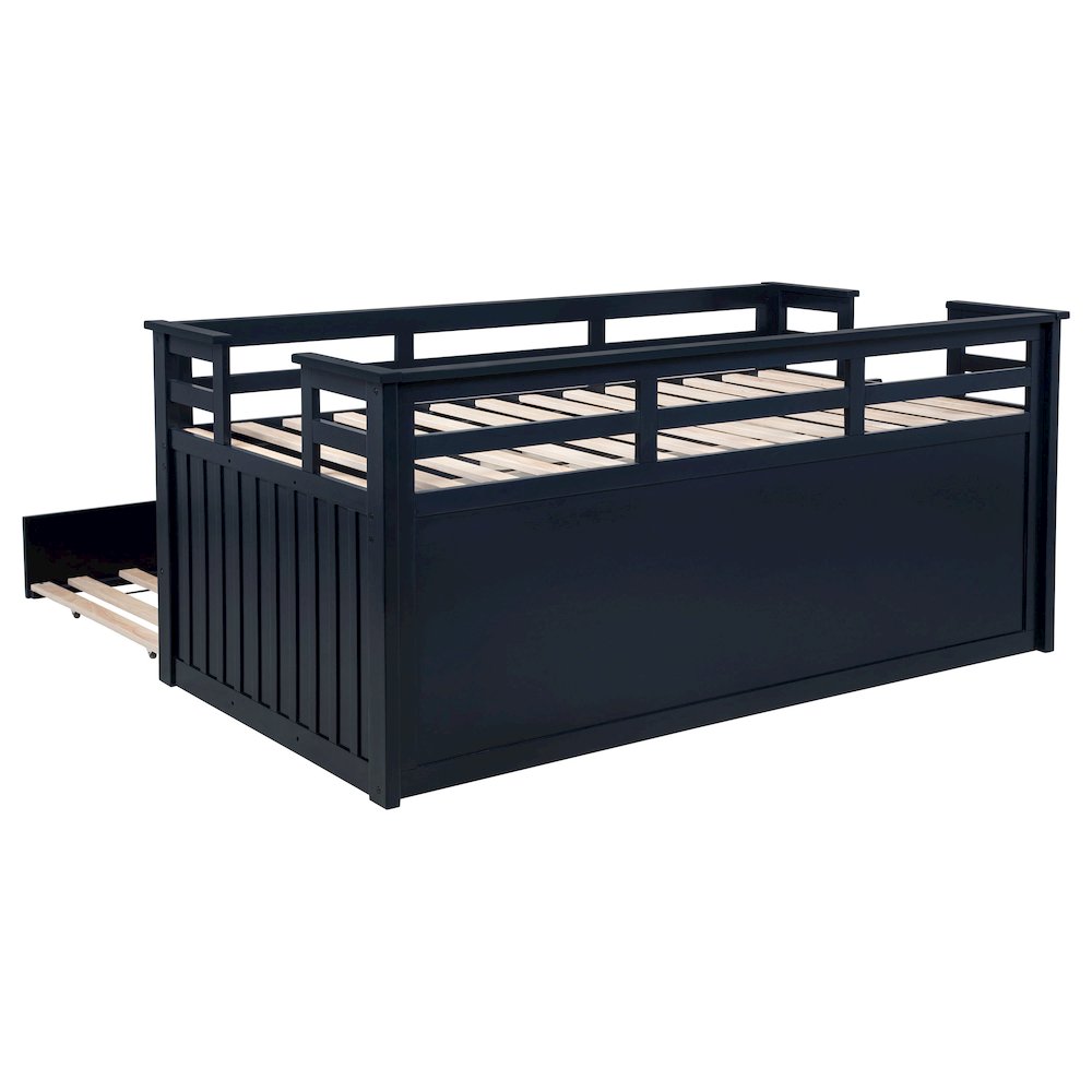 Carlsbad Wood Twin Captains Bed With Trundle Navy Blue. Picture 10