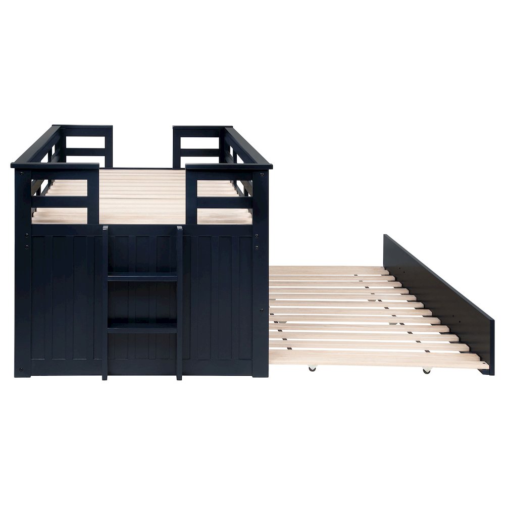 Carlsbad Wood Twin Captains Bed With Trundle Navy Blue. Picture 13