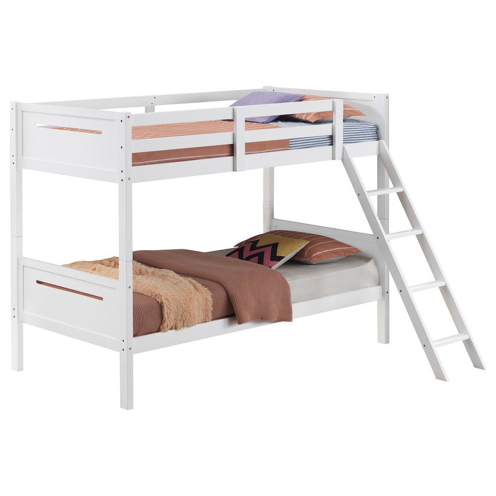Littleton Wood Twin Over Twin Bunk Bed White. Picture 3