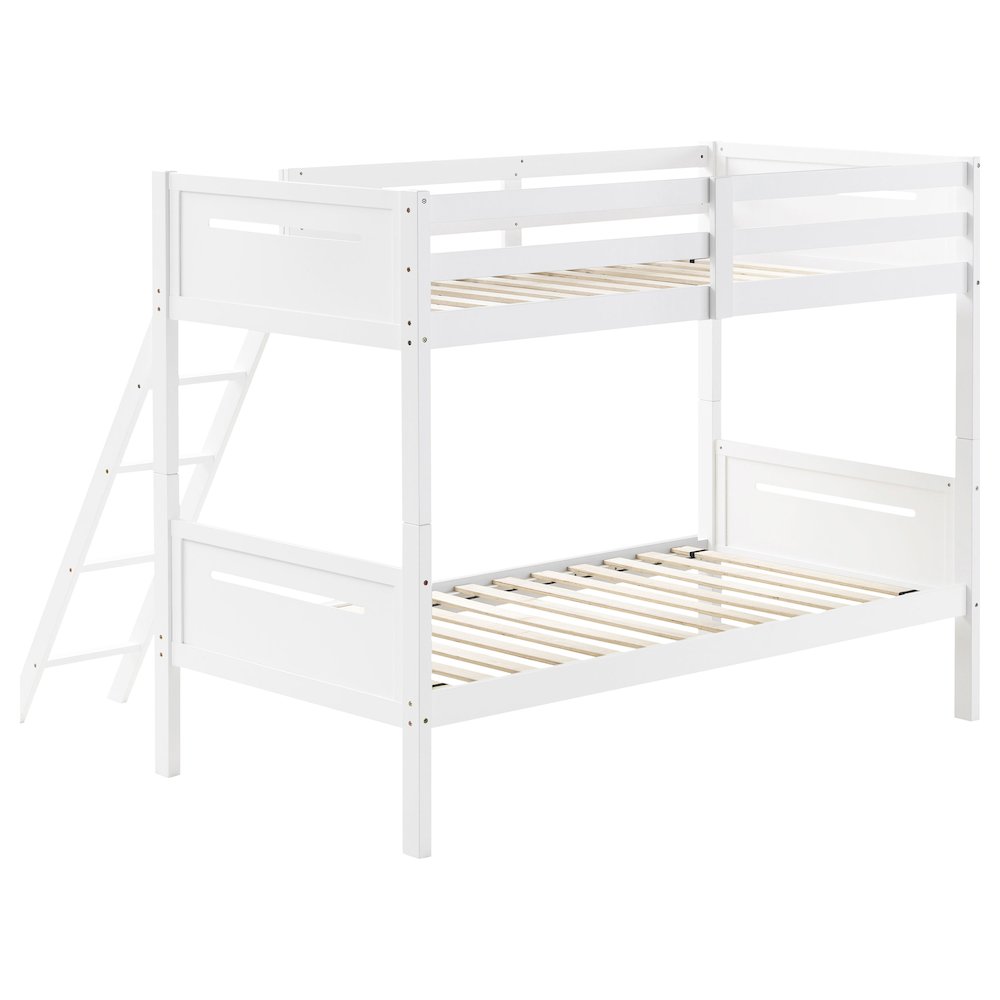 Littleton Wood Twin Over Twin Bunk Bed White. Picture 4