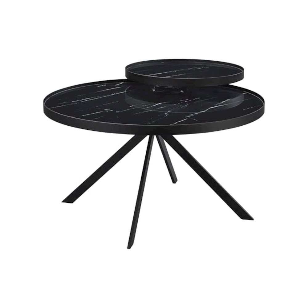 Briggs 2-piece Round Coffee and End Table Set Black. Picture 7
