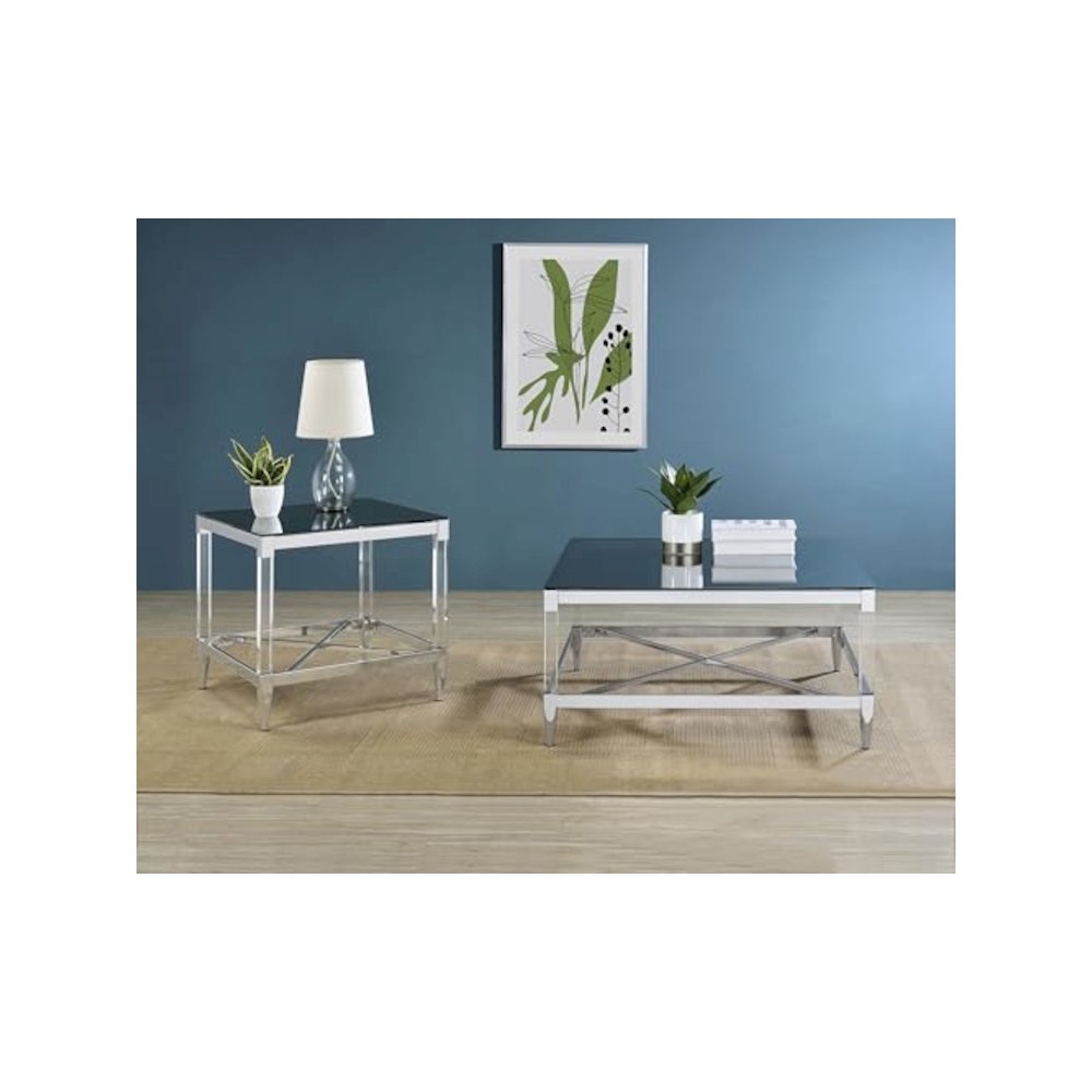 Lindley 2-piece Square Coffee and End Table Set Chrome. Picture 2