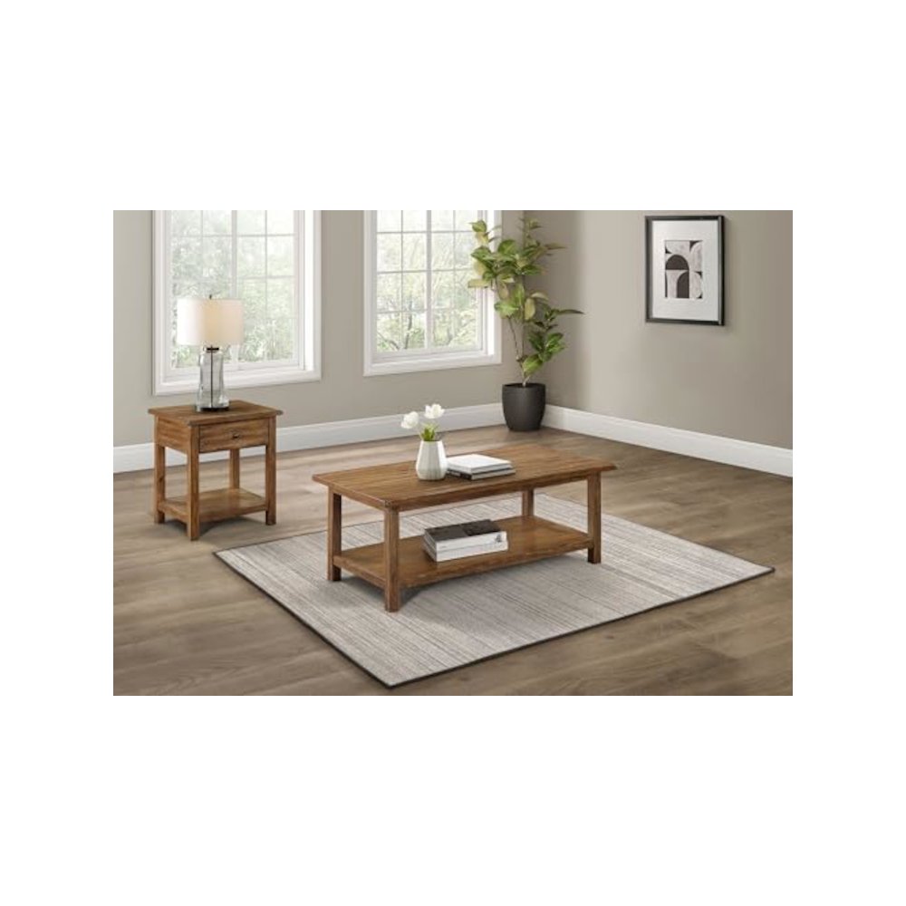 Payne 2-piece Coffee and 1-drawer End Table Set Brown. Picture 2