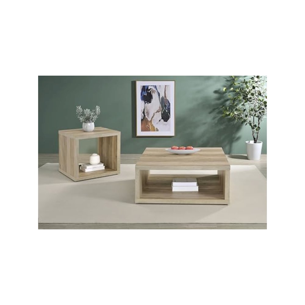 Frisco 2-piece Coffee and End Table Set Distressed Pine. Picture 2