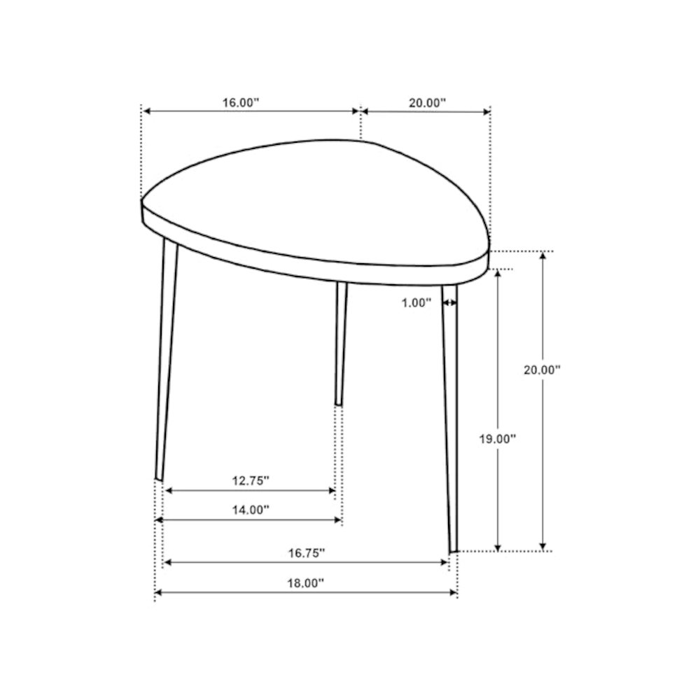Odessa 2-piece Triangular Coffee and End Table Set Black. Picture 3