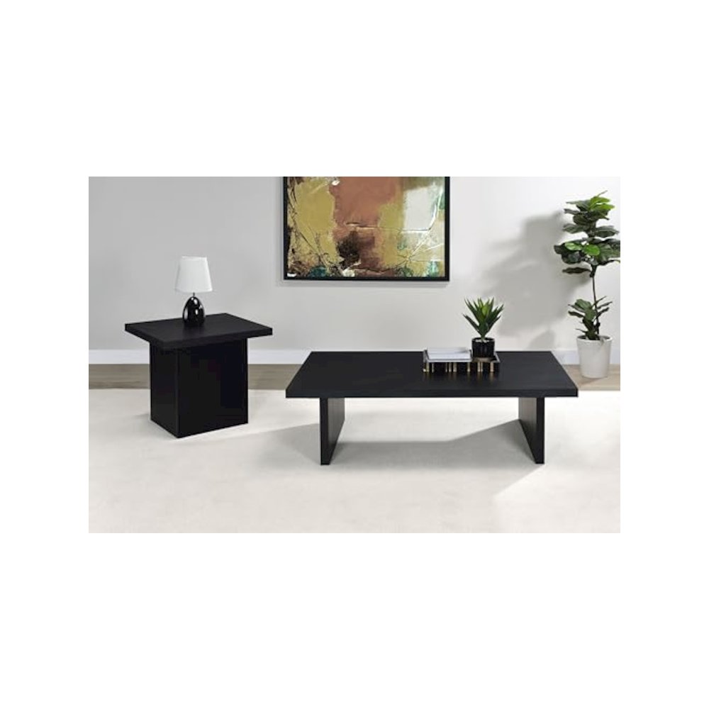 Max 2-piece Rectangular Coffee and End Table Set Black. Picture 2