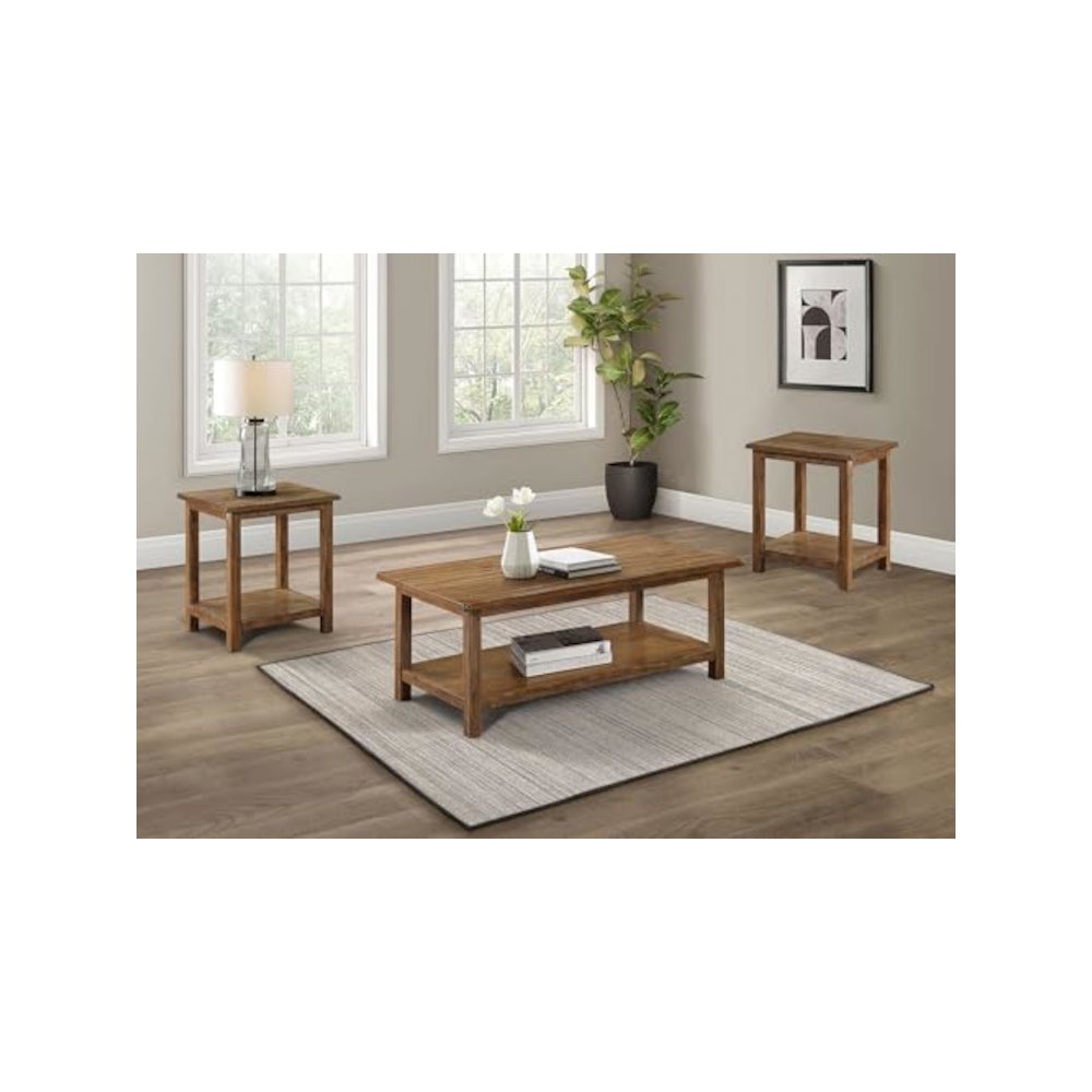 Payne 3-piece Coffee and End Table Set Distressed Brown. Picture 2