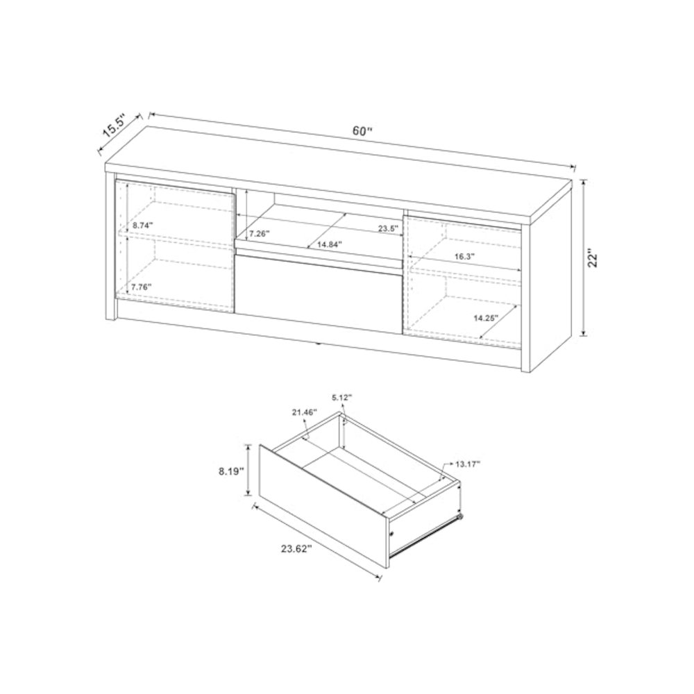 Winfield 3-piece Entertainment Center 60-inch TV Stand Black. Picture 3